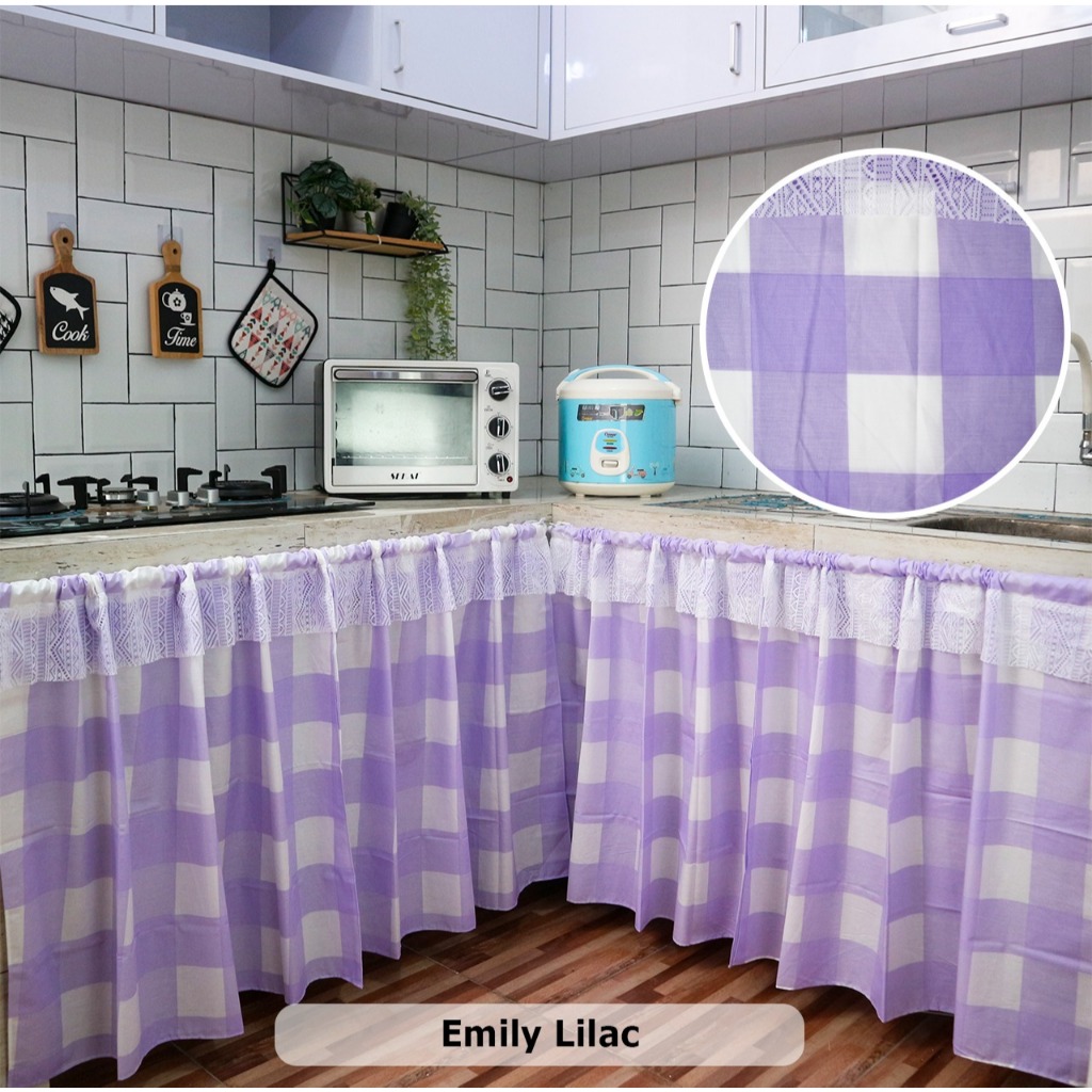KATUN Star Cotton Kitchen Under-Door Curtains with Lace Fringe
