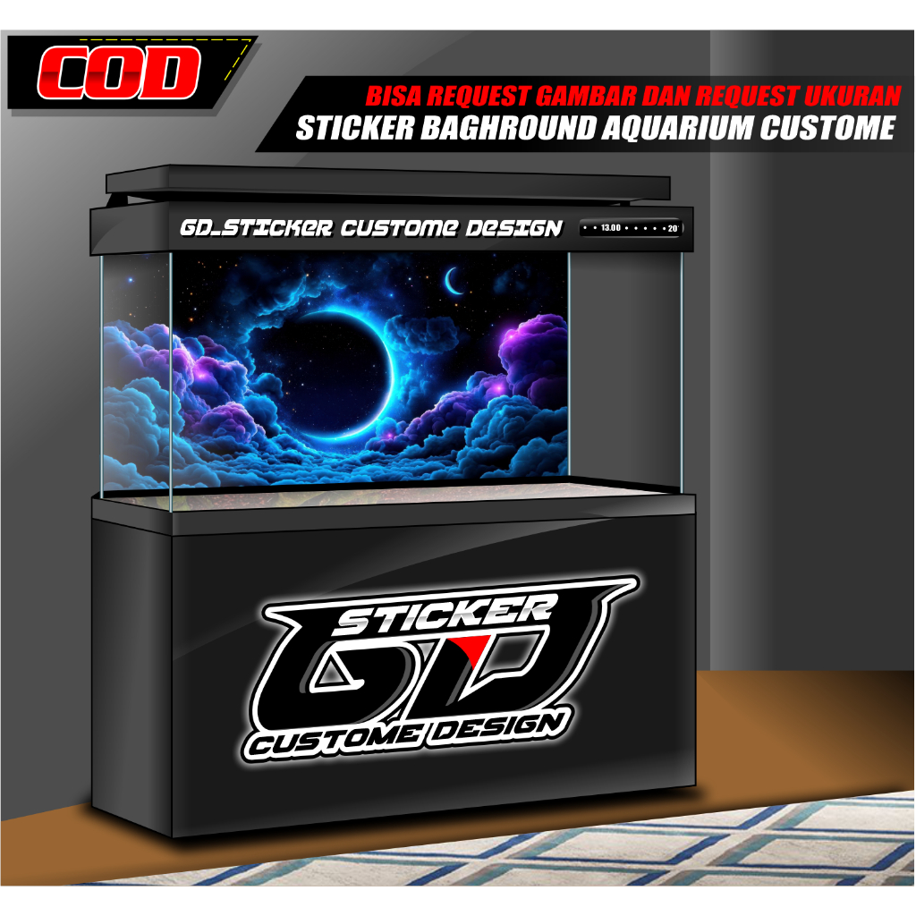 สติ๊กเกอร์ สติ๊กเกอร์ สติ๊กเกอร์ สติ๊กเกอร์ดีไซน์ที่กําหนดเอง Baghround Aquarium 3D Month