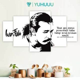 YUHUUU 1 SET Pajangan Hiasan dinding IWAN FALS 5pcs Poster Kayu Wall Decor