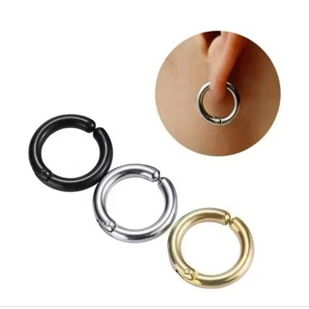 ROUND EARRINGS สําหรับผู้ชายและผู้หญิง, ต่างหูไทเทเนียมป้องกันRUST, DOES NOT FADE, EARRINGS พร้อม PI