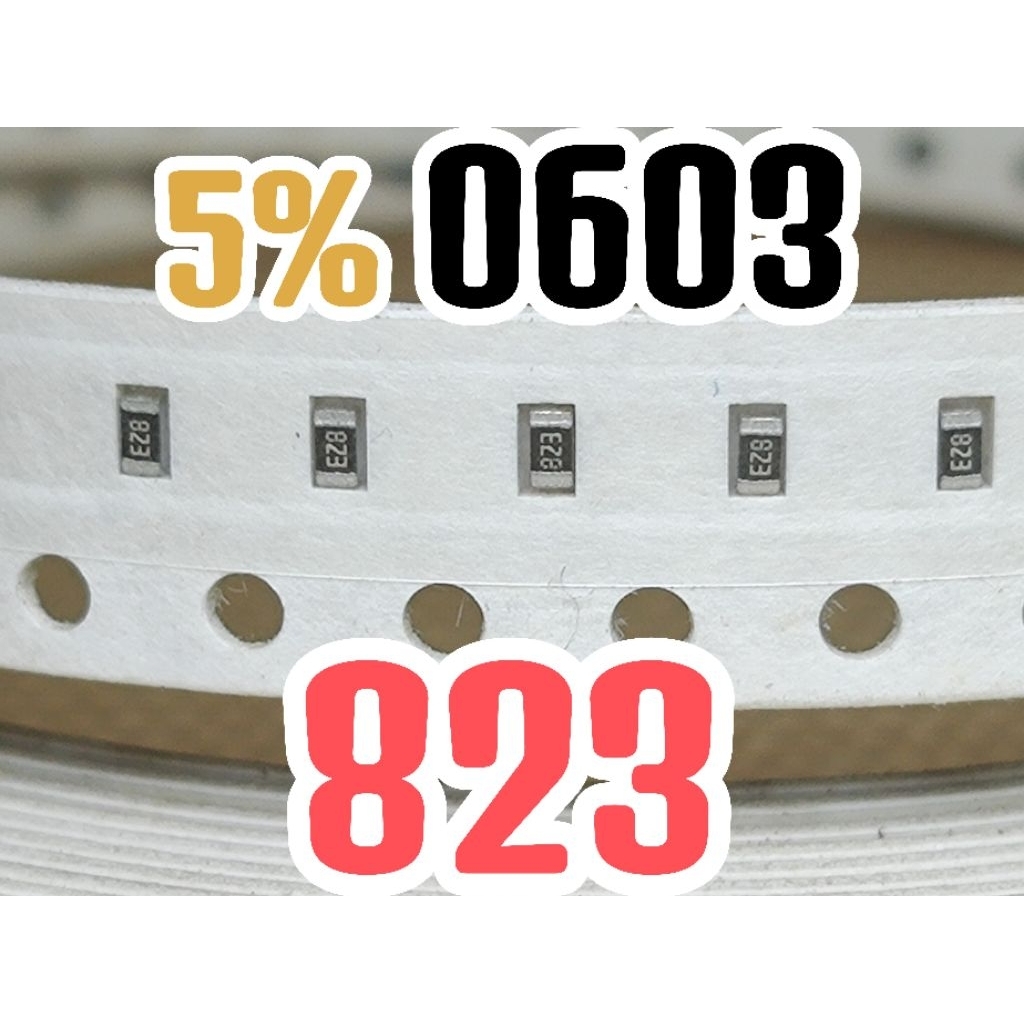 10 ชิ้น ตัวต้านทานชิป smd 823 82K ขนาด 0603 1608 5% 82 Kohm 82KOhm