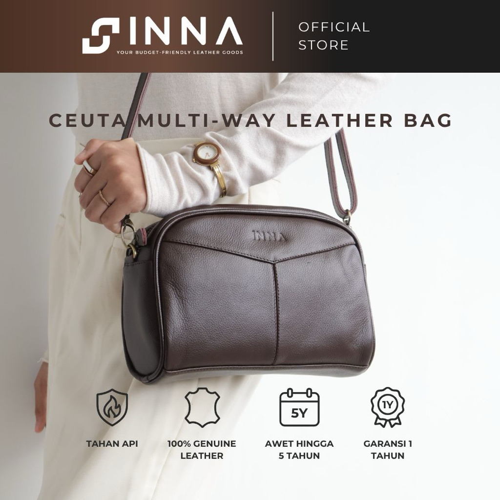 กระเป๋าสะพายหนังผู้หญิง - กระเป๋าหนังวัวแท้ผู้หญิง - กระเป๋าหนัง Ceuta - INNA LEATHER
