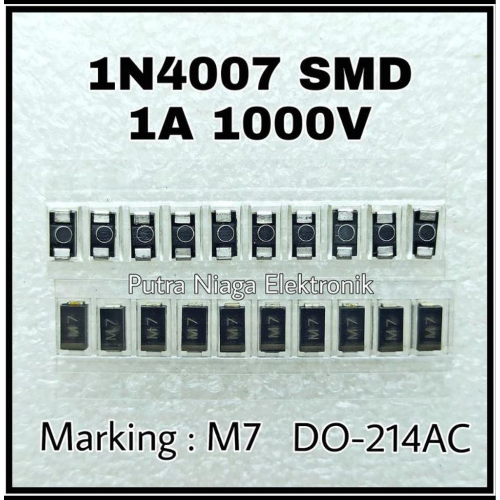 ไดโอด SMD M7 1N4007 1A 1000V DO214 / IN4007 DO-214AC 1N 4007 รหัสเครื่องหมาย: M7