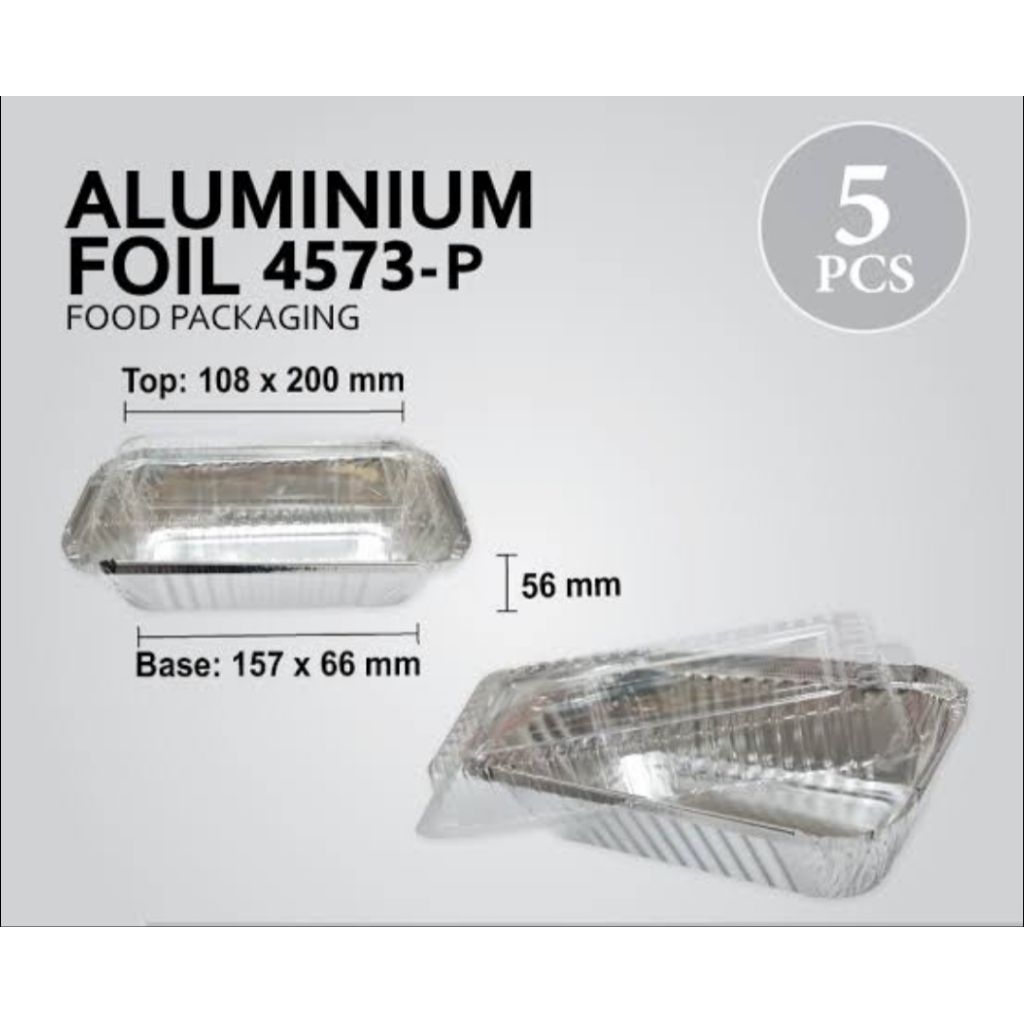 ถาดอลูมิเนียม 4573 บรรจุ 5 ชิ้น พร้อมฝาปิด