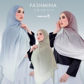 Jilbab Pashmina Gradasi Two Tone Ceruty Babydoll 175 x 75 cm Premium High Quality - Bugis Hijab
