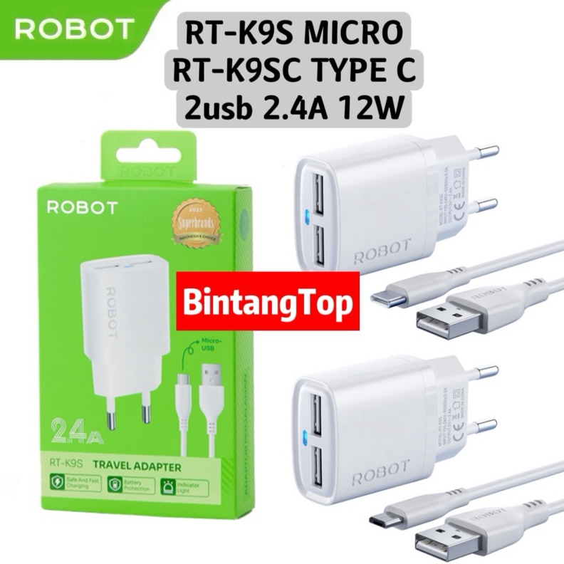 CODE N96I ROBOT RTK9S RTK9SC Charger ROBOT RTK9S MICRO USB RTK9SC TYPE C เอาต์พุตคู่ 24A 12W ต้นฉบับ