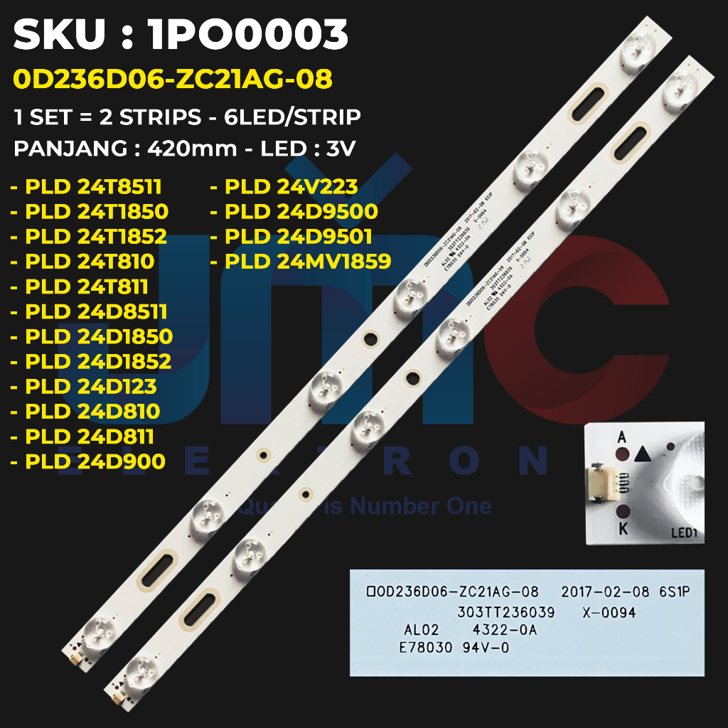 Backlight TV POLYTRON 24 นิ้ว PLD 24T8511 24T1850 24T1852 24T810 24T811 24D8511 24D1850 24D1852 24D1