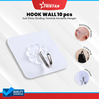Gantungan Powerfull Hook Wall (10 PCS) Pengait Tempel Pintu Dinding Tembok Keramik Hanger