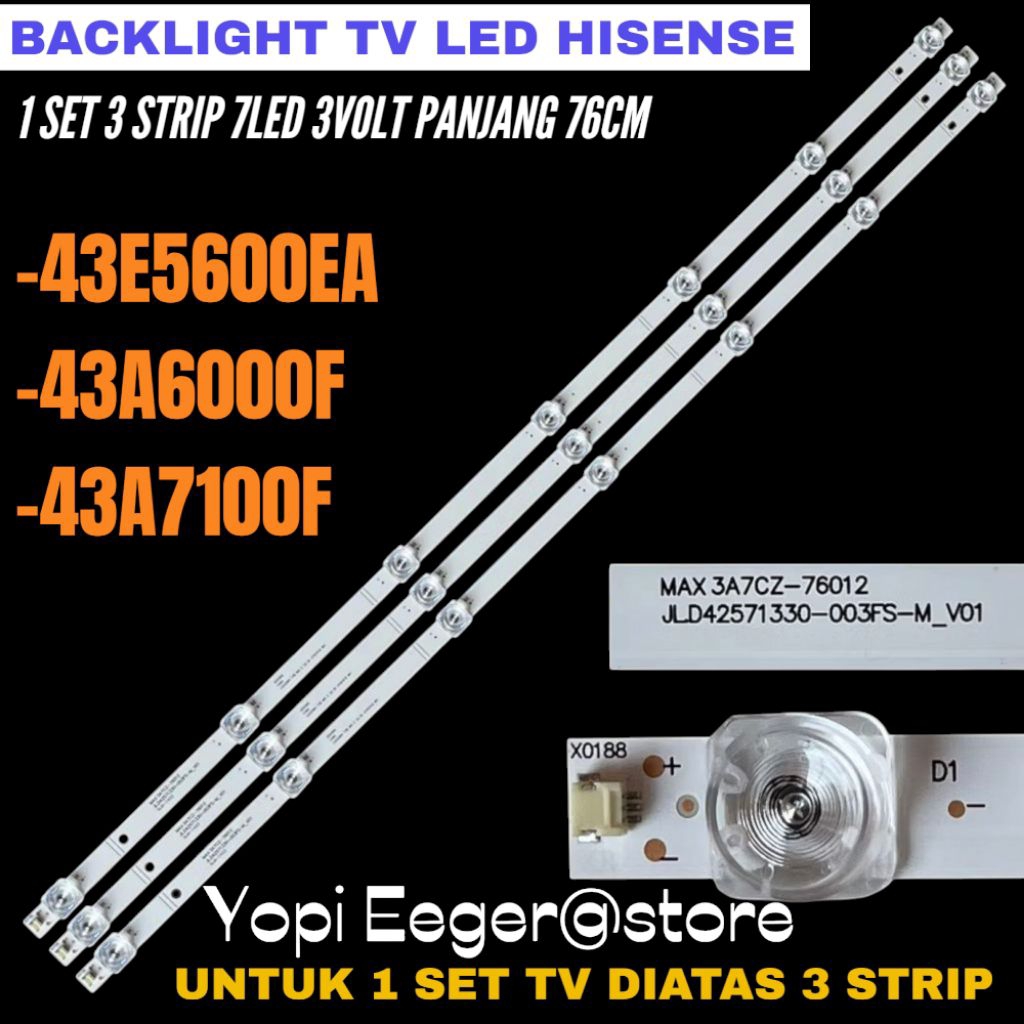 HISENSE 43 นิ้ว LED TV BACKLIGHT 43E5600EA- 436000AF- 43A7100F HISENSE LED TV BACKLIGHT
