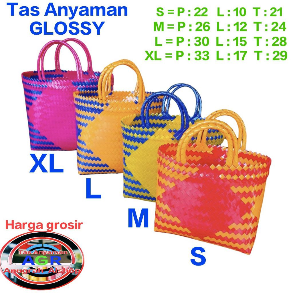 GLASS WOVEN BAGS AND STRIPE WOVEN BAGS SIZES S, M, L