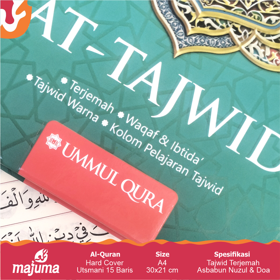 Majuma Alquran Tajwid Warna Terjemah Waqaf Ibtida At-tajwid Ummul Qura Al quran Jumbo A4 Lengkap Ful