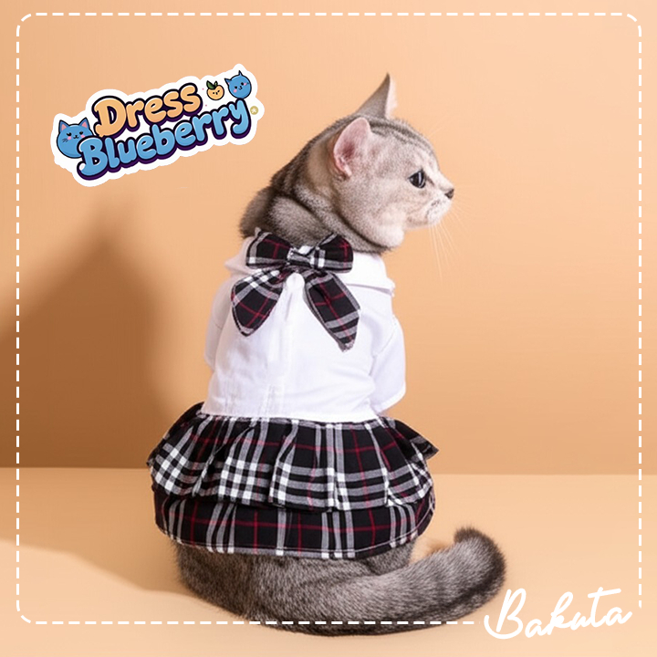 KEMEJA เสื้อผ้าแมวน่ารัก / เสื้อ BlueBerry Dress / Size S-XL / เสื้อผ้าแมว Tangerang