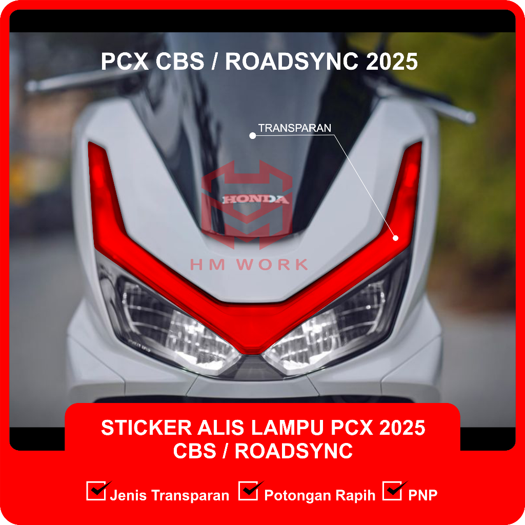 PCX CBS / ROADSYNC 2025 สติ๊กเกอร์สะท้อนแสงด้านหน้า