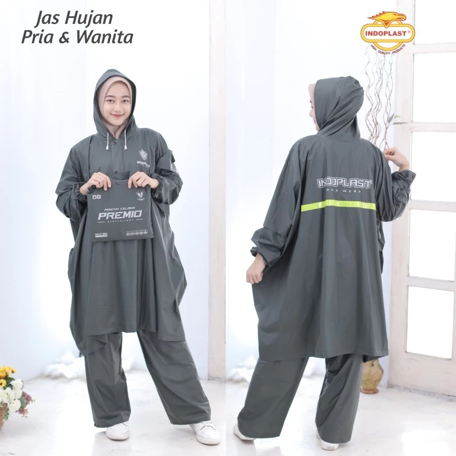 ชุดเสื้อกันฝนพร้อมกางเกง PREMIU Poncho Indoplast สำหรับผู้ใหญ่ thumbnail 6