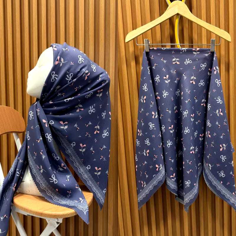 ฮิญาบคุณภาพระดับพรีเมียม VUAL MATERIAL SUBLIM DENAY ผ้าคลุมสี่เหลี่ยมธรรมดา motif