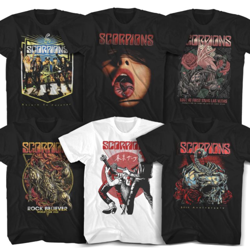 Ftwolabel - เสื้อยืดเพลง SCORPION Series Band เสื้อผ้า Premium เสื้อยืดสําหรับผู้ใหญ่สําหรับผู้ชายและผู้หญิง 24s หนา