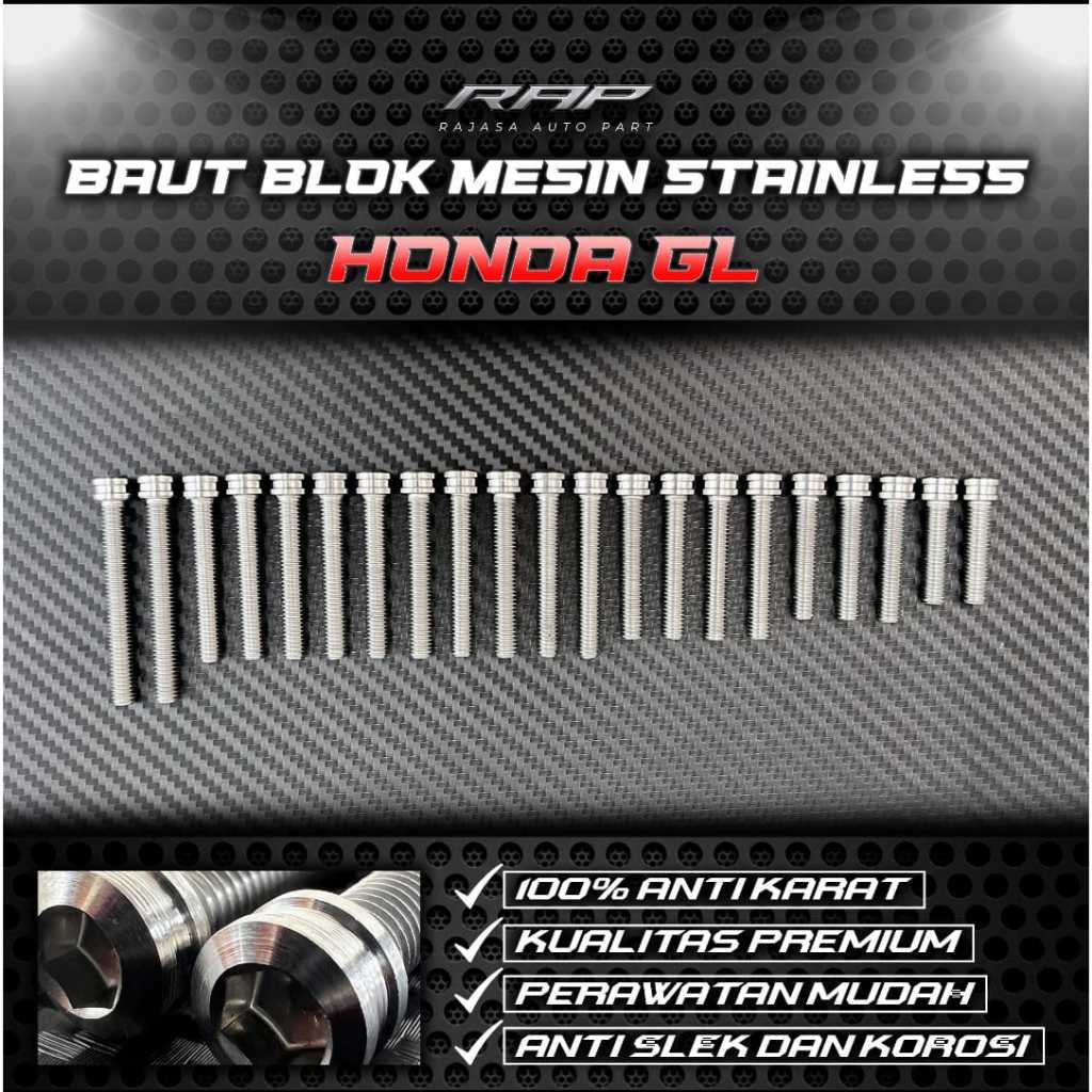 MESIN GL PRO สแตนเลส STEEL ENGINE BOLT ANTI-RUST COSTUME TITANIUM รุ่น HONDA GL ENGINE BLOCK BOLTS