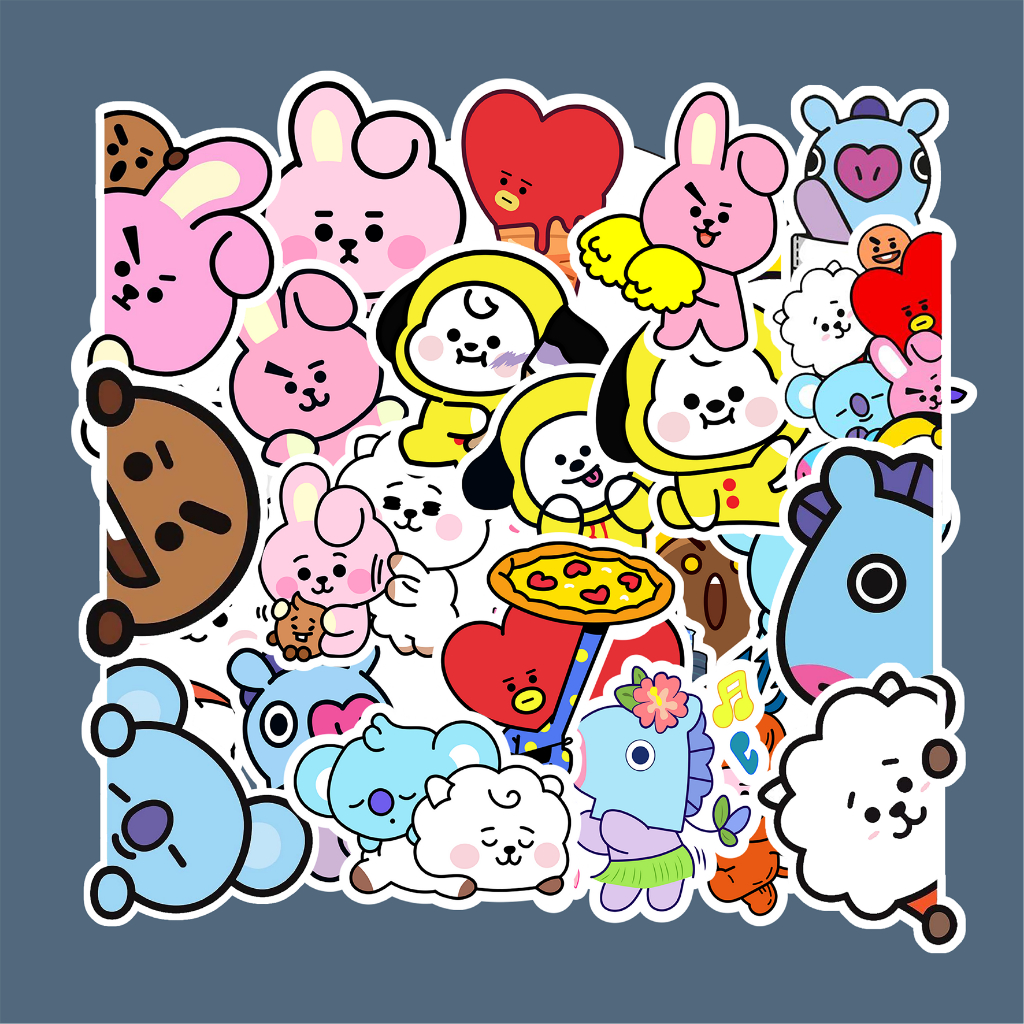 สติ๊กเกอร์แพ็ค BT-21 | กันน้ํากันน้ํา | คัทติ้งคัทติ้ง | หมวกกันน็อคแล็ปท็อปพร้อมกระจก, SUITCASE, เค