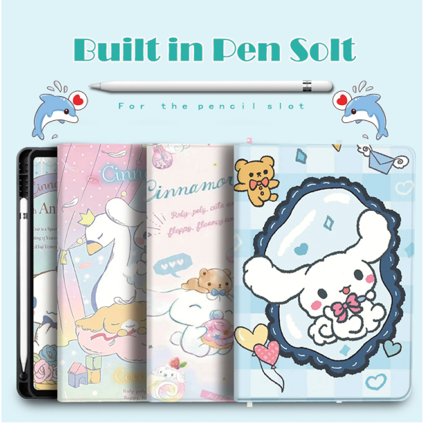 เคส Ipad Cinnamoroll พร้อมปากกาสล็อต iPad Air 5 เคส iPad 10 pro 11 นิ้ว Air 4 3 2 1 gen 9 8 7 Air 11