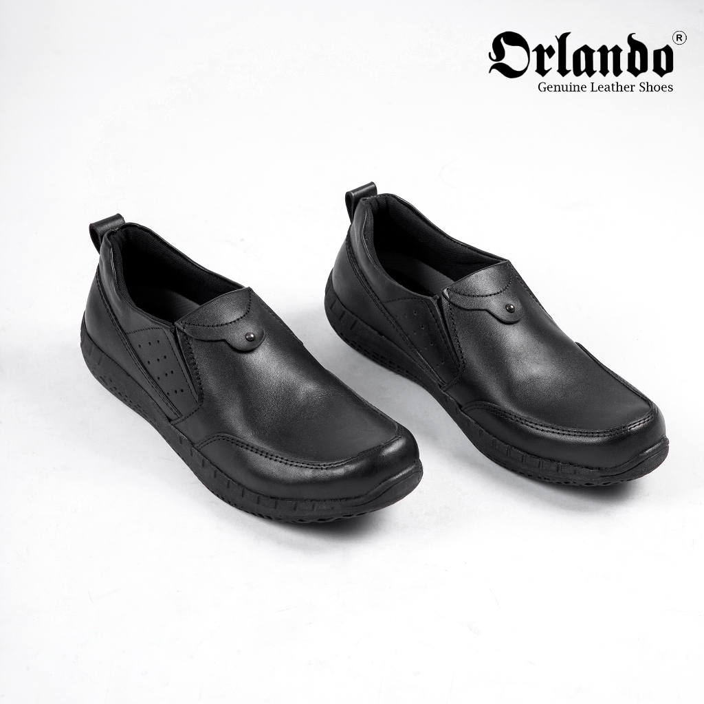 Orlando AV5 รองเท้าปาร์ตี้สํานักงานอย่างเป็นทางการของผู้ชายหนังวัวแท้สีดํา