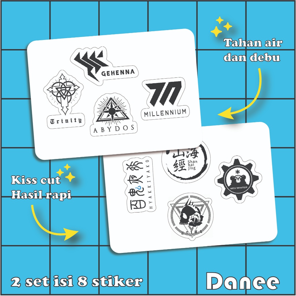 สติ๊กเกอร์สัญลักษณ์ Kivotos Academy กันน้ําและทนทานสติ๊กเกอร์อนิเมะไวนิล Blue Archive ขนาด +- 6 ซม.