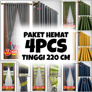 4 PCS PAKET HEMAT GORDEN JENDELA DAN PINTU KAMAR MINIMALIS SMOKRING 10 RING LEBAR 110 TINGGI 220CM