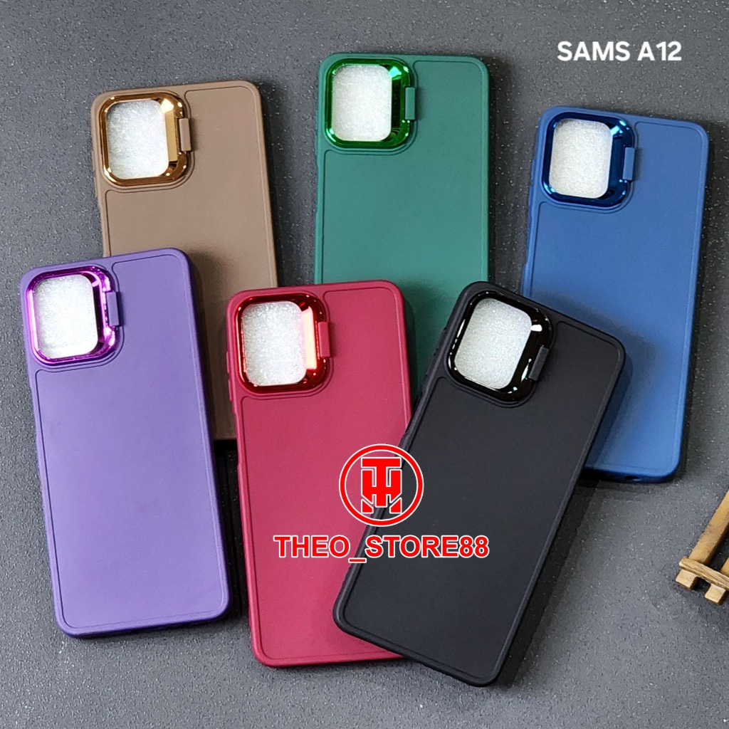 SAMSUNG A12 CASE MACAROON KICKSTAND CAMERA CASE STAND CAMERA SAMSUNG A12