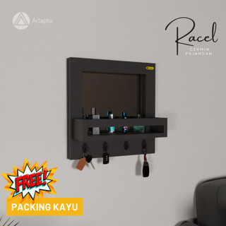 Adapta - Cermin Mini dengan Rak Gantung Dinding dan Gantungan Kunci Minimalis - RACEL - A78 40/10/40