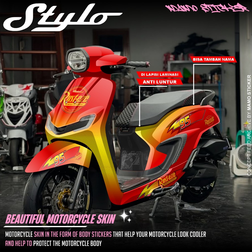 Honda STYLO 160 FULL BODY FULLBLOK Decal Sticker - STYLO 160 Sticker Rustze mcqueen 95 Design ล่าสุด