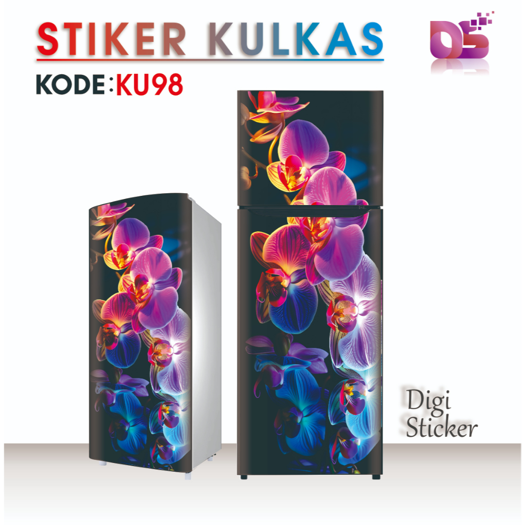 Premium Sticker ตู้เย็น 1 ประตู 2 ประตู Elegant Premium Floral Motif Sticker Digi Sticker KU95-100