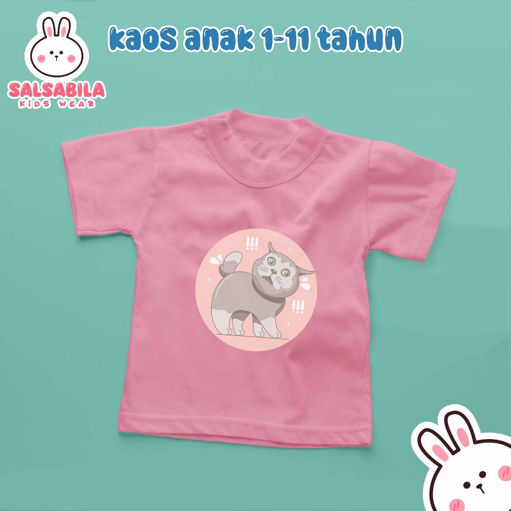 Salsbila kids Wears Premium Boys Distro เสื้อยืดอายุ 1-12 ปี Cotton Combat Material Heran Cat Motif 