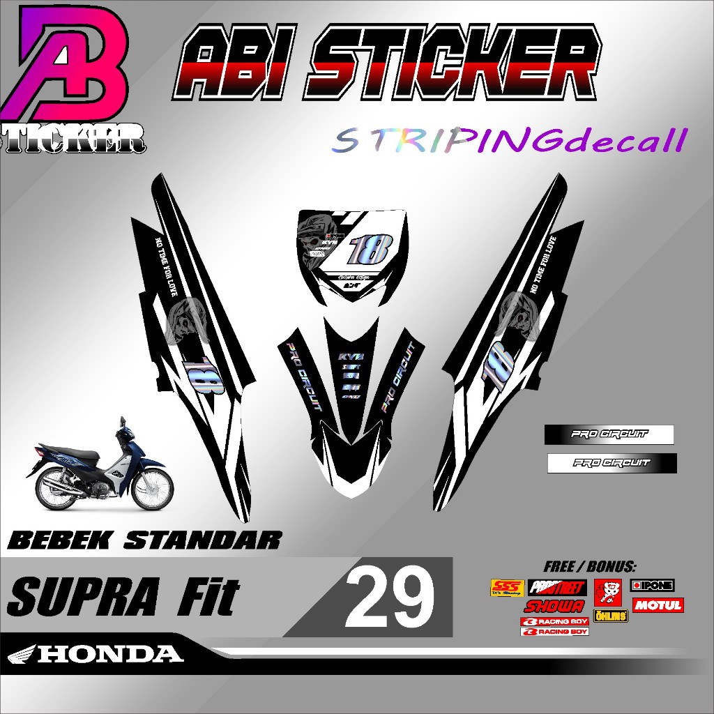 สติ๊กเกอร์แถบสติ๊กเกอร์ RBT SUPRA FIT BEBEK MODIF SUPERMMOTO YZ KLX KTM CRFi สติ๊กเกอร์