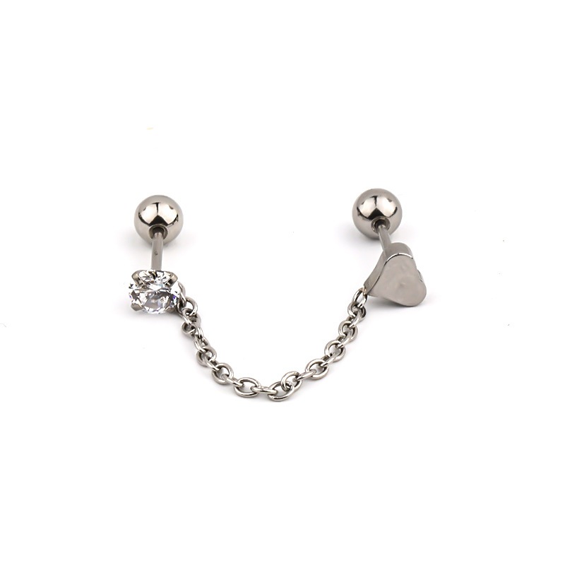 1PCS CHAIN PIERCING EARRINGS สําหรับ 2 หู (NOT A PAIR) / ANTI-RUST TITANIUM / CHARACTER PIERCING EAR