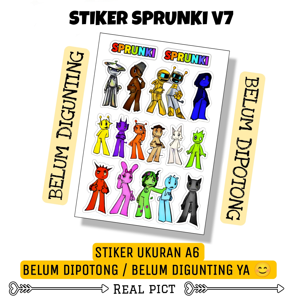 SPRUNKI V7 สติ๊กเกอร์ / สติ๊กเกอร์ไวนิลขนาด A6 / สติ๊กเกอร์ / สติ๊กเกอร์น่ารัก