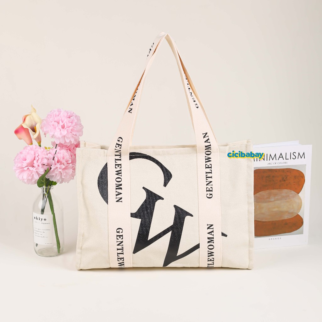 GV Tote Large Bag Denim BWhite กระเป๋าโท้ตผู้หญิง