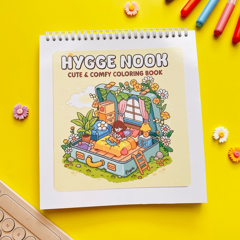 HN Hygge Nook สมุดระบายสีน่ารักและสบายสีเหลือง