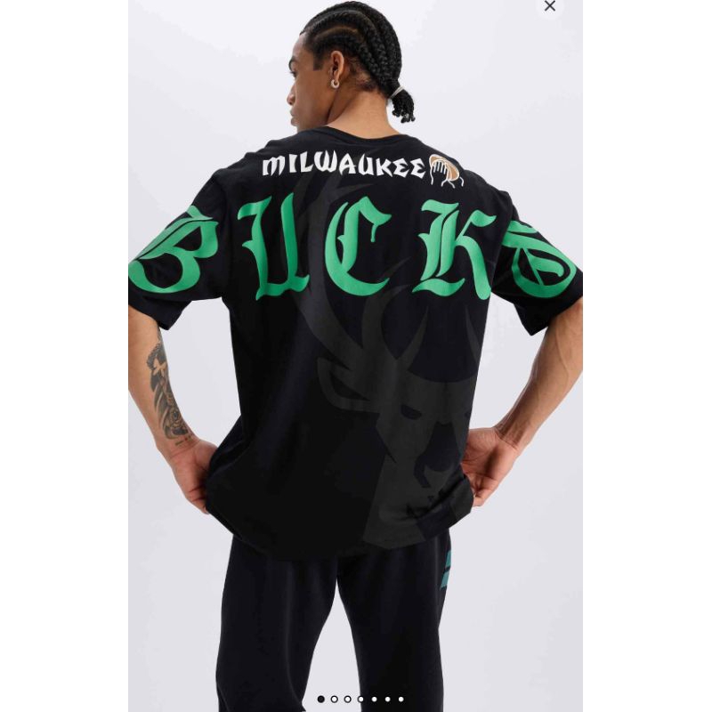 เสื้อยืดโอเวอร์ไซส์ Nba MILWAUKEE SOCKS | ใบอนุญาต เอ็นบีเอ | Defacto ตุรกี