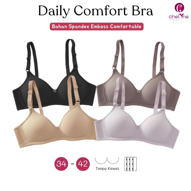 Chelyne Womens Bra B3300 Full Cup Bra Premium Spandex Lycra No Underwire Support - Large Size Daily 