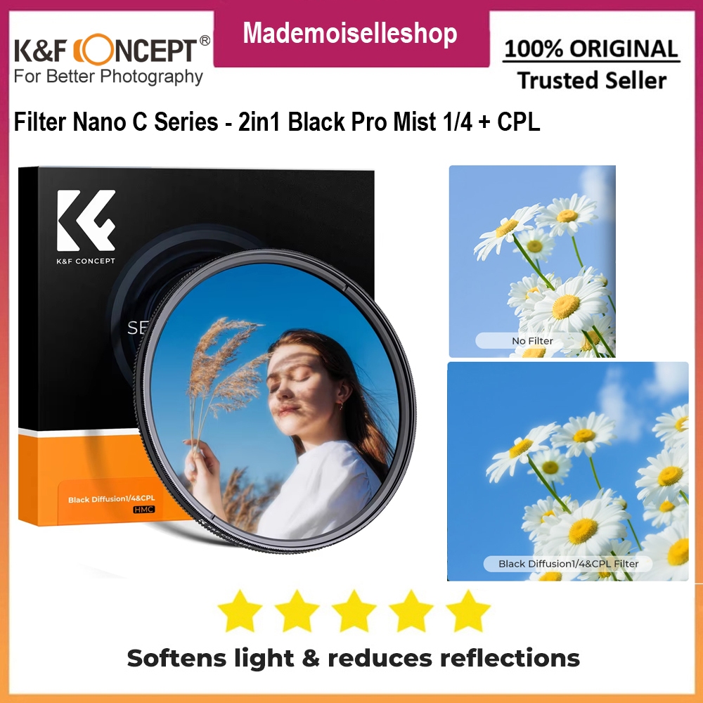 KNF CONCEPT FILTER NANO C SERIES - 2IN1 Black Pro Mist 1/4 + CPL 52mm - Black Diffusion 1/4 - กรอง D