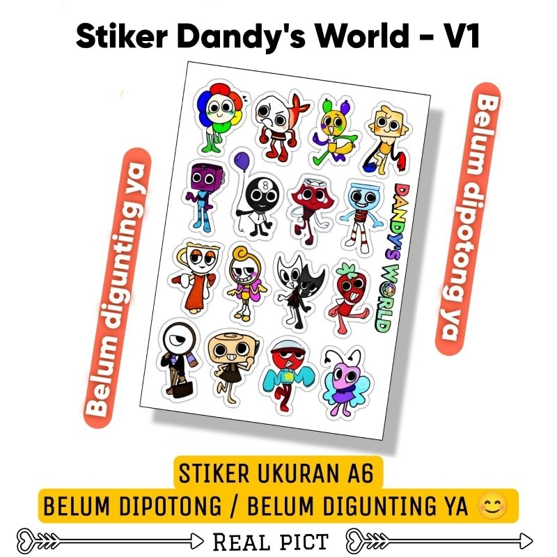 DANDYS WORLD V1 สติ๊กเกอร์ / สติ๊กเกอร์ไวนิลขนาด A6 / สติ๊กเกอร์ / สติ๊กเกอร์น่ารัก