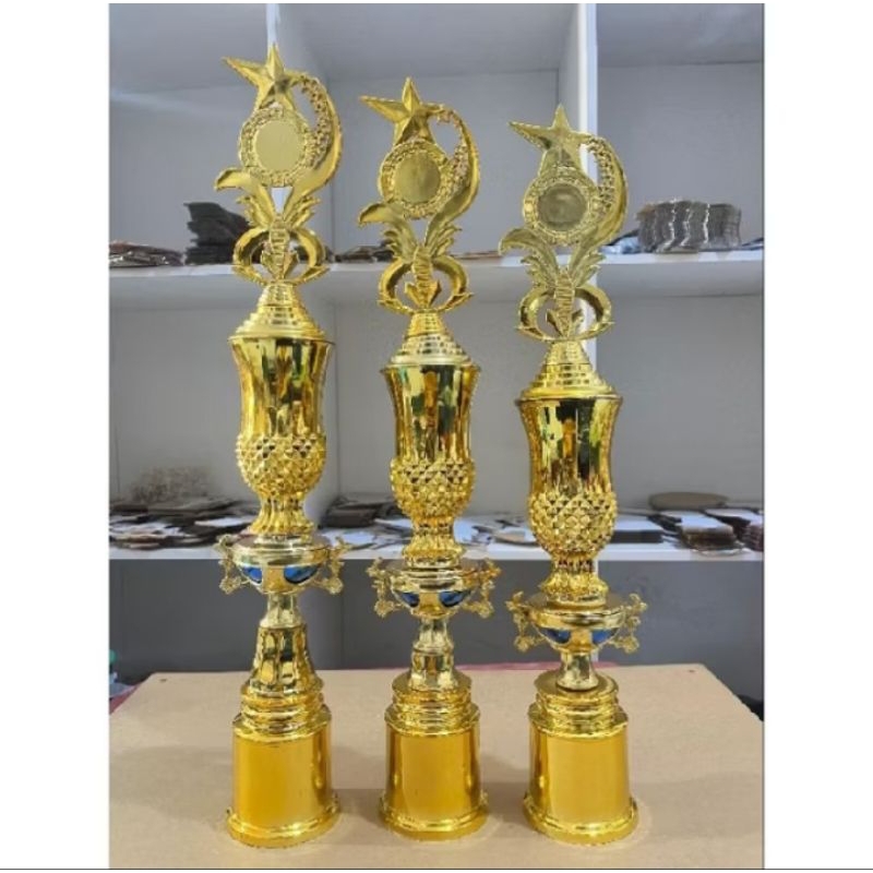 1 ชุด 1st-2nd-3rd Place Trophy Round Gold Coaster Trophy CUP CARVED CAGE CUP - 1st-2nd-3rd Place 57-