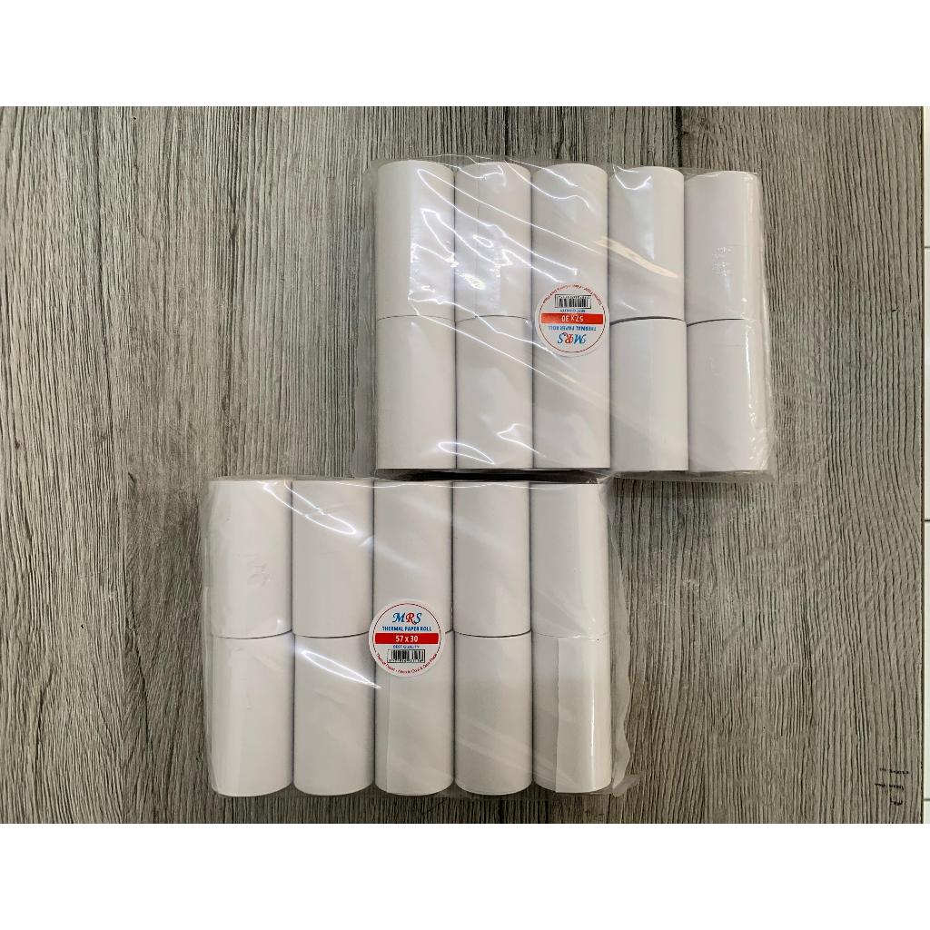 กระดาษซับมันเคลือบ 57 x 30 1 แพ็ค คูปอง 10 / กระดาษใบเสร็จแคชเชียร์ความร้อน 57 x 30 ไม่มีแกน / พิมพ์ลงทะเบียน