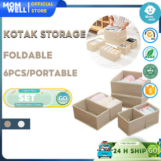 Momwell CS01 Kotak Penyimpanan Serbaguna Set 6 Storage Box Organizer Kain Sekat Lemari Pakaian Dalam