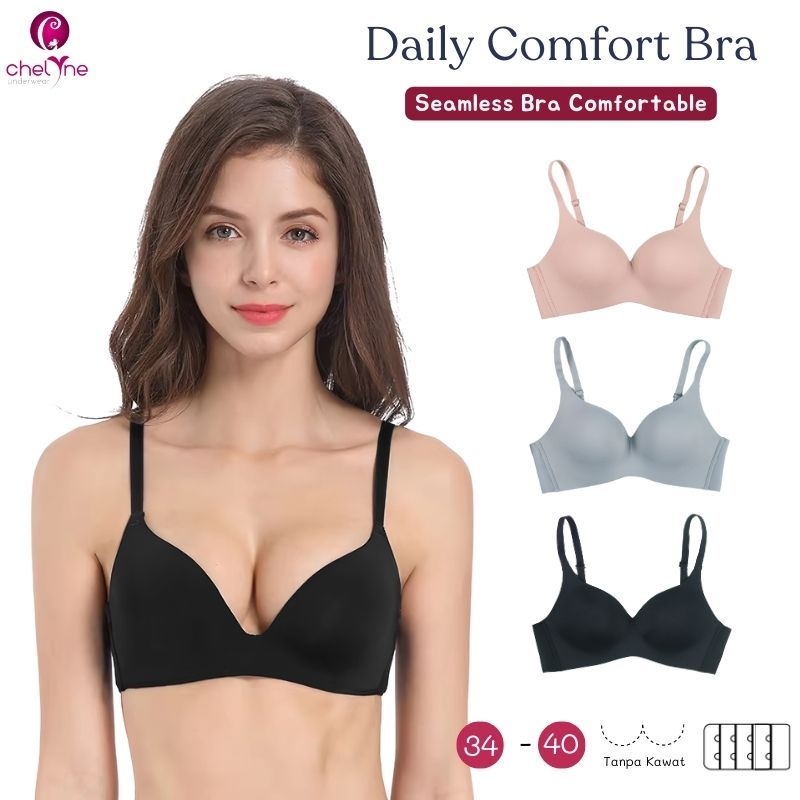 Chelyne Womens Bra V3020 Full Cup Seamless Premium Bra ไม่มี Underwire - ชุดชั้นในขนาดใหญ่ 34/40 Cup