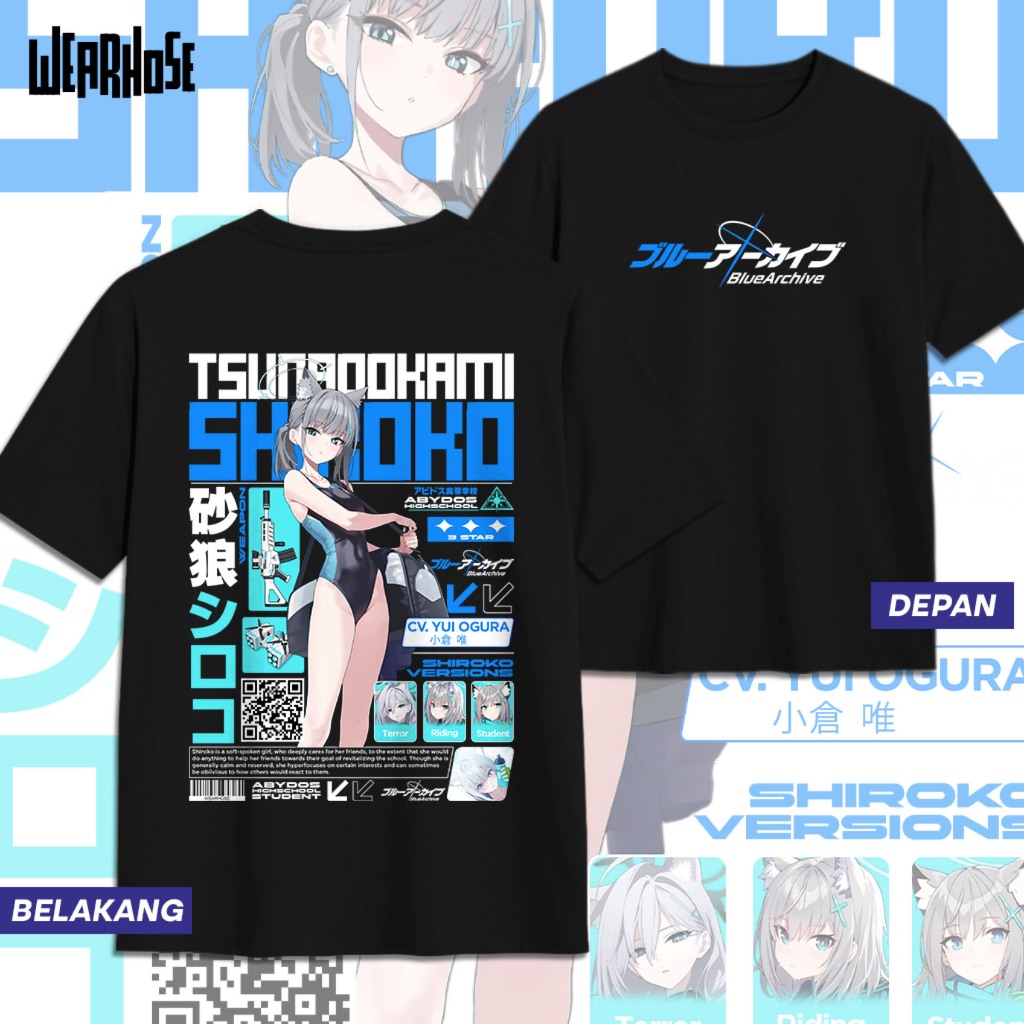 SHIROKO BLUE ARCHIVE SWIMSUIT DB BLUE ARCHIVE SUNAOOKAMI SHIROKO SWIMSUIT Unisex อะนิเมะเกมเสื้อยืดผ