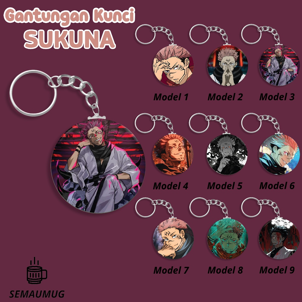 GANTUNONG REMEN SUKUNA JUJUTSU KAISEN พวงกุญแจน่ารักอะนิเมะรอบพวงกุญแจของขวัญ CUSTOM PRINT SENMUG