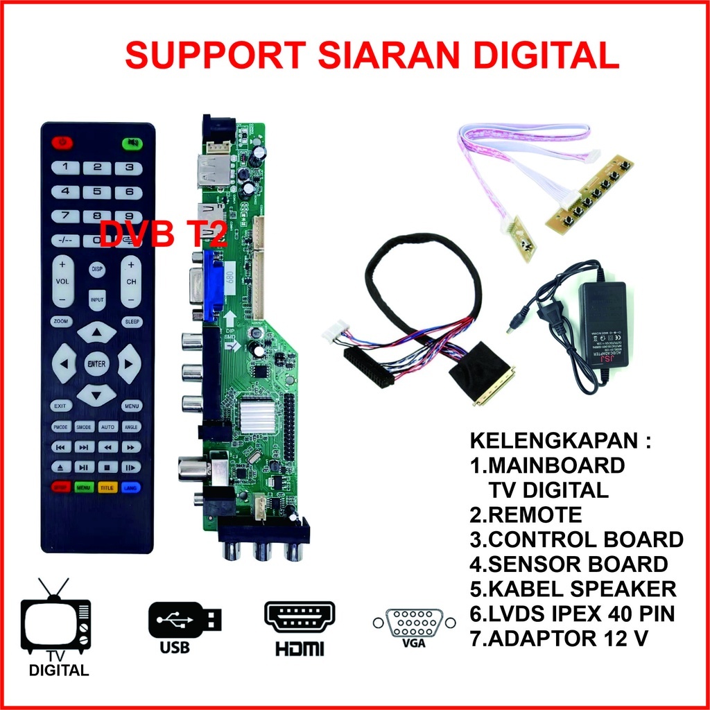 เมนบอร์ด 10,1 INCH 40 PIN 1024X600 UNIVERSAL DIGITAL TV MOBO MONITOR