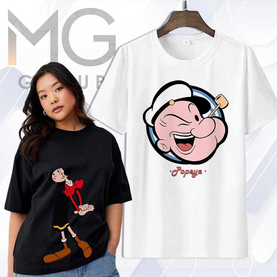 POPEYE The Sailor Man และ OLIVE เสื้อยืดผักโขมการ์ตูน Premium Popeye เสื้อชาวประมง PY1-4