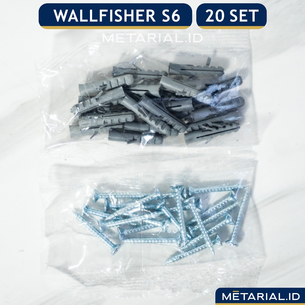 [20 ชุด] Wall Bolt Anchor S6 WALLFISHER (COMPLETE) Dinabolt Nylon PISER + WPC CLIP SCREW | แอสตัน