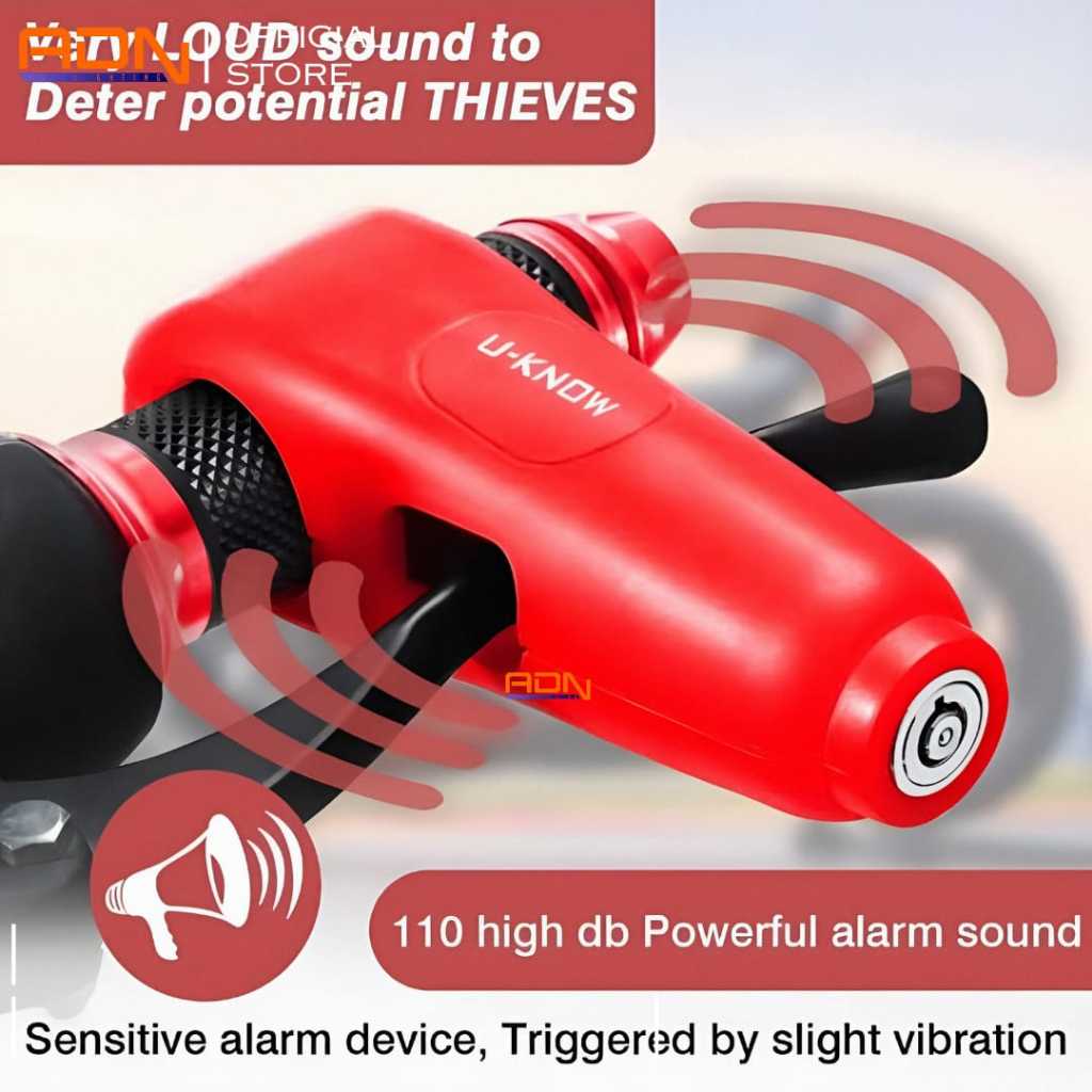GR2 ADN UKNOW กุญแจล็อคแฮนด์รถจักรยานยนต์ ที่จับเบรค ALARM กันขโมย 8303
